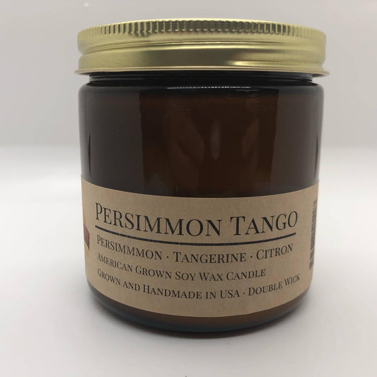 Persimmon Tango Soy Wax Candle | 9 oz Amber Apothecary Jar