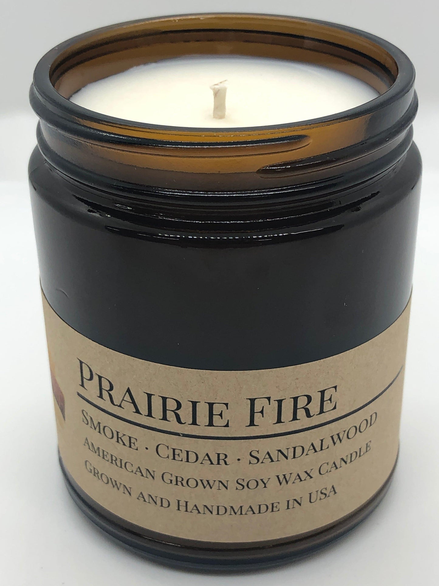 Prairie Fire Soy Wax Candle | 9 oz Amber Apothecary Jar