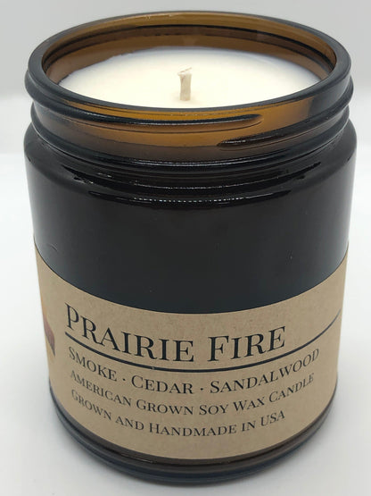 Prairie Fire Soy Wax Candle | 9 oz Amber Apothecary Jar