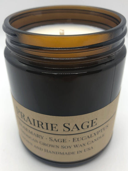 Scented Soy Wax Candle (8.0 oz) 50-60 Hour Burn Time, Cotton Wick, Amber Glass Jar, Grown and Made in USA -
