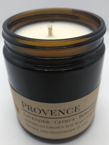 Provence (Lavender) Soy Wax Candle | 9 oz Amber Apothecary Jar