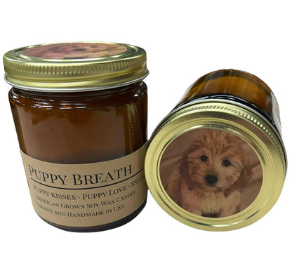 Puppy Breath Soy Wax Candle | 9 oz Amber Apothecary Jar