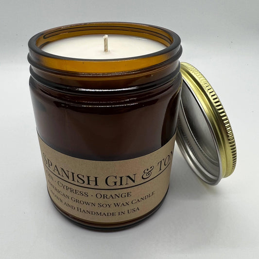 Spanish Gin & Tonic Soy Wax Candle | 9 oz Amber Apothecary Jar