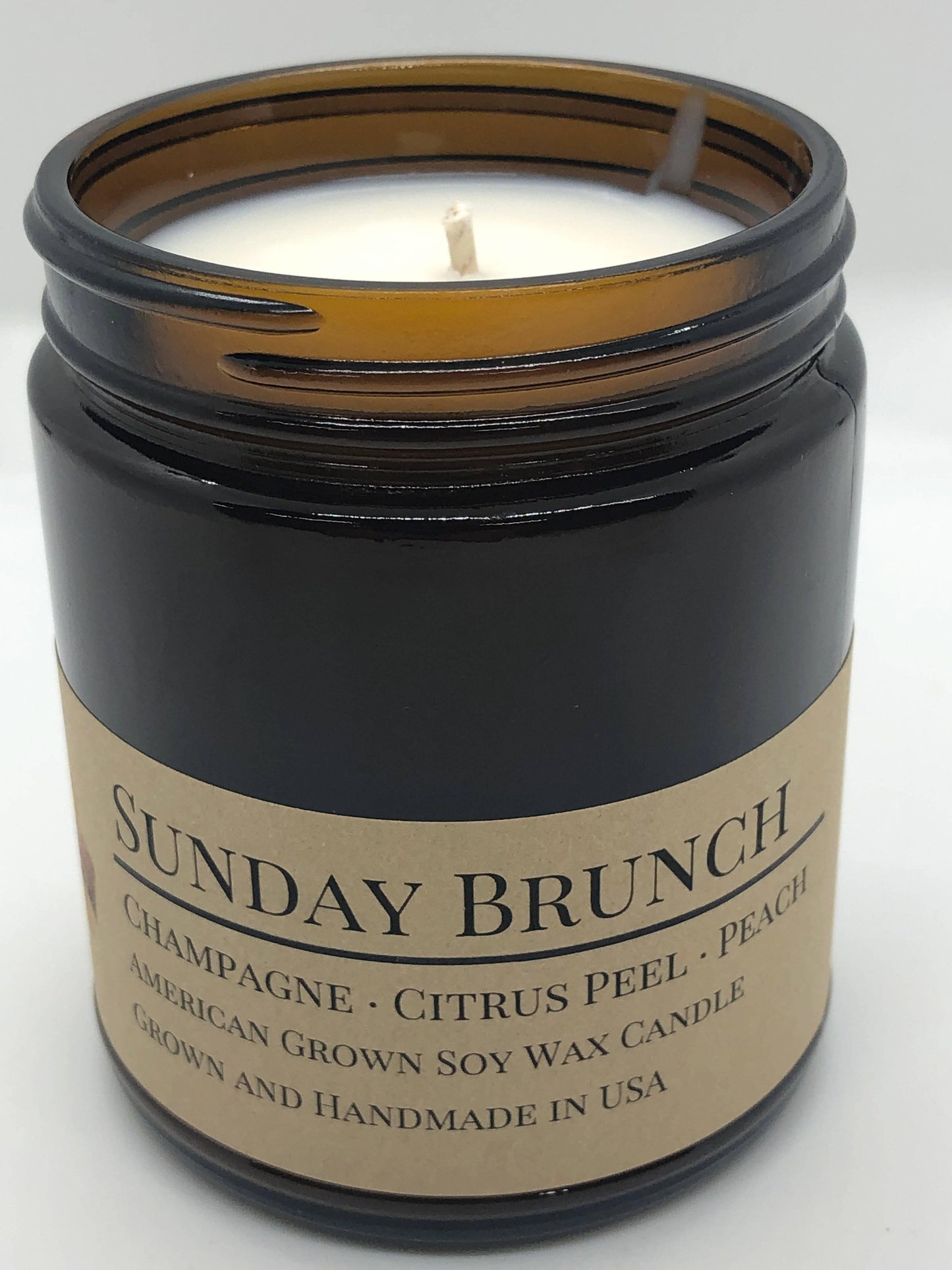 Scented Soy Wax Candle (8.0 oz) 50-60 Hour Burn Time, Cotton Wick, Amber Glass Jar, Grown and Made in USA -