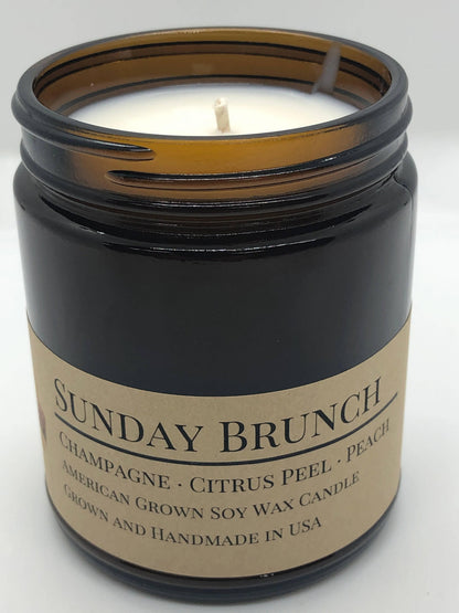 Scented Soy Wax Candle (8.0 oz) 50-60 Hour Burn Time, Cotton Wick, Amber Glass Jar, Grown and Made in USA -
