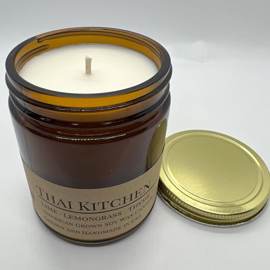 Thai Kitchen Soy Wax Candle | 9 oz Amber Apothecary Jar