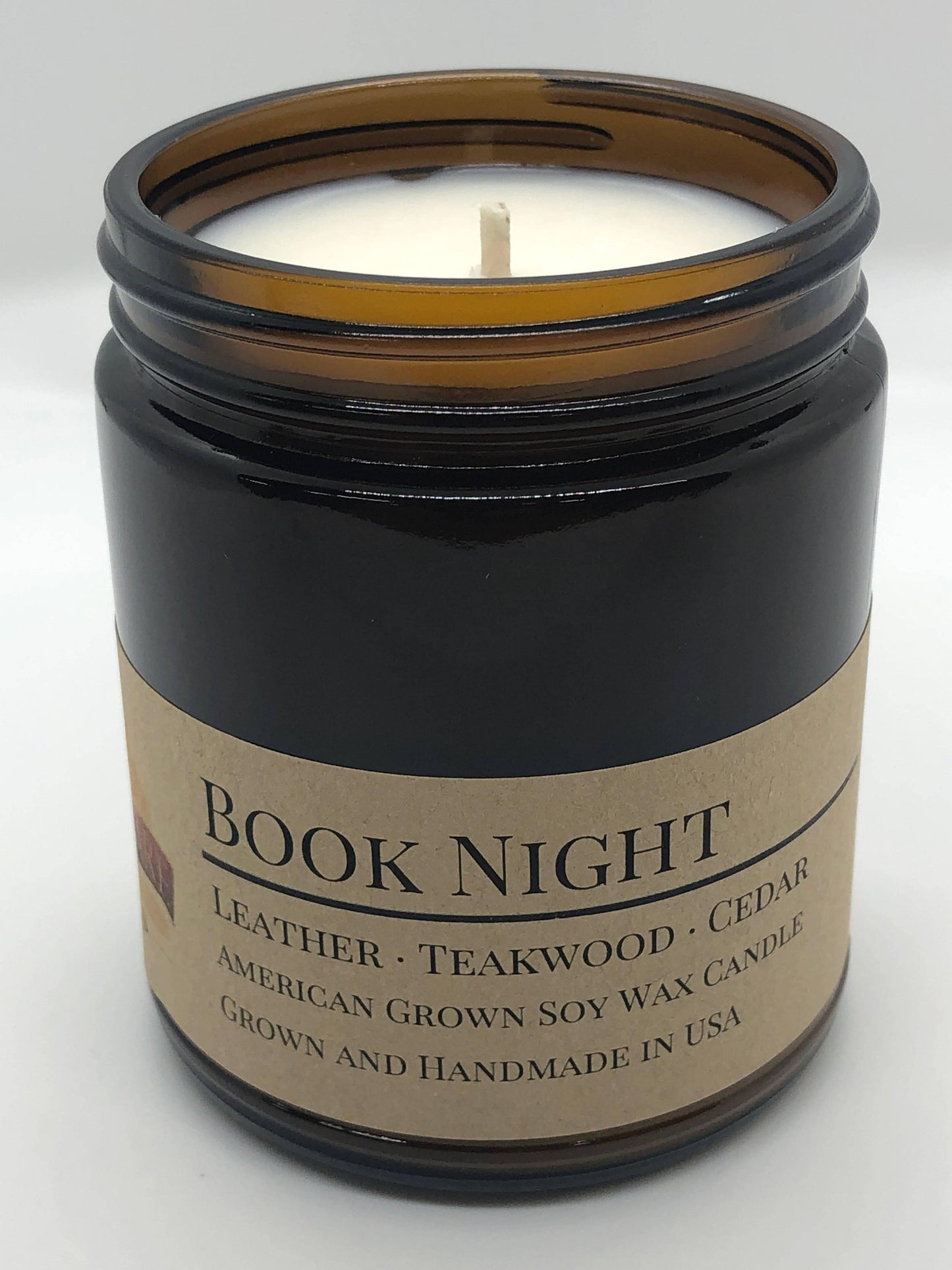 Book Night Soy Wax Candle | 9 oz Amber Apothecary Jar