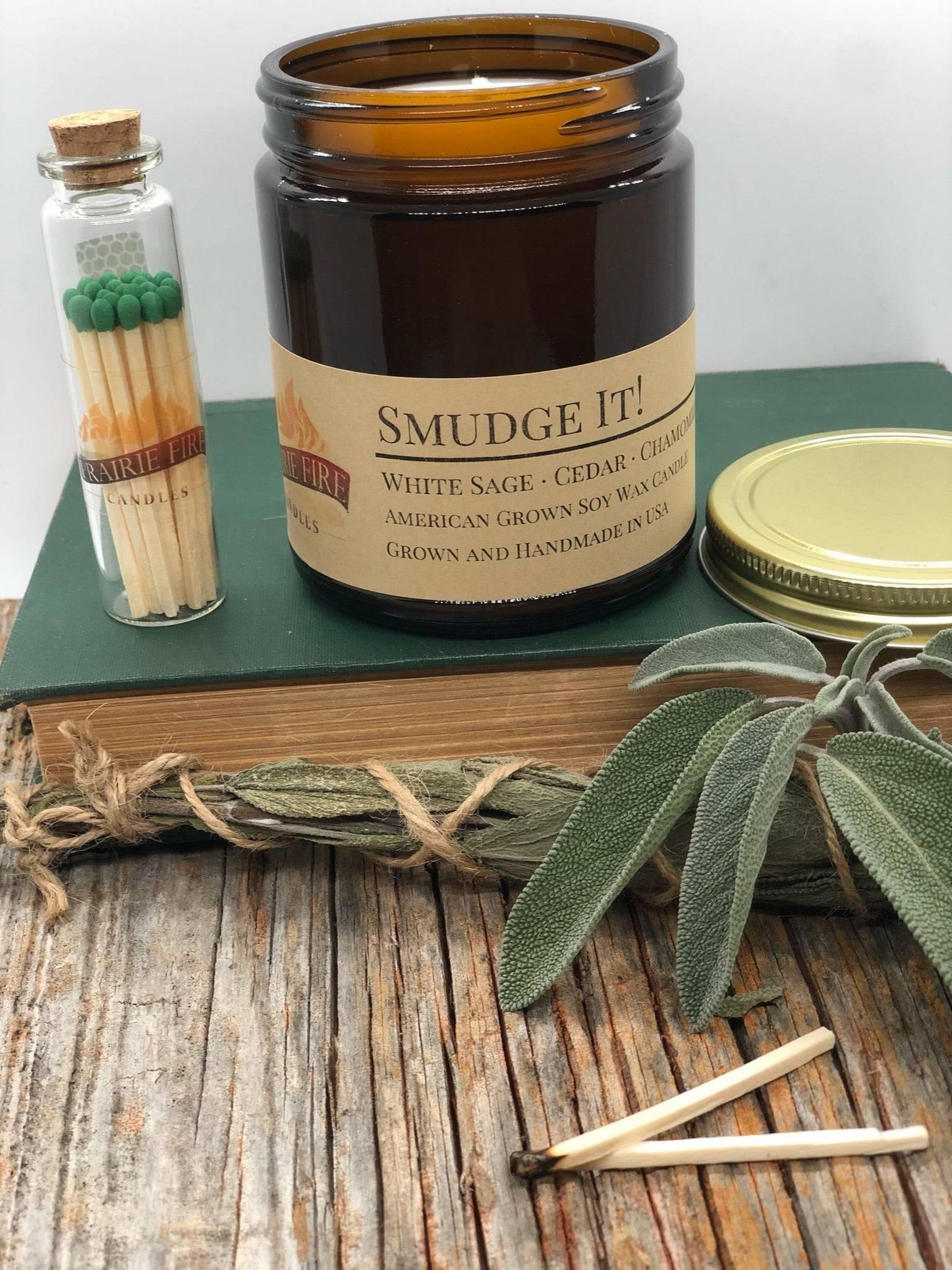 Smudge It! Soy Wax Candle | 9 oz Amber Apothecary Jar