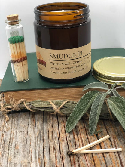 Smudge It! Soy Wax Candle | 9 oz Amber Apothecary Jar