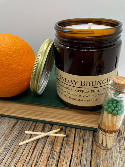 Sunday Brunch Soy Wax Candle | 9 oz Amber Apothecary Jar