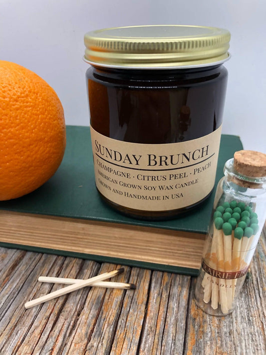 Sunday Brunch Soy Wax Candle | 9 oz Amber Apothecary Jar
