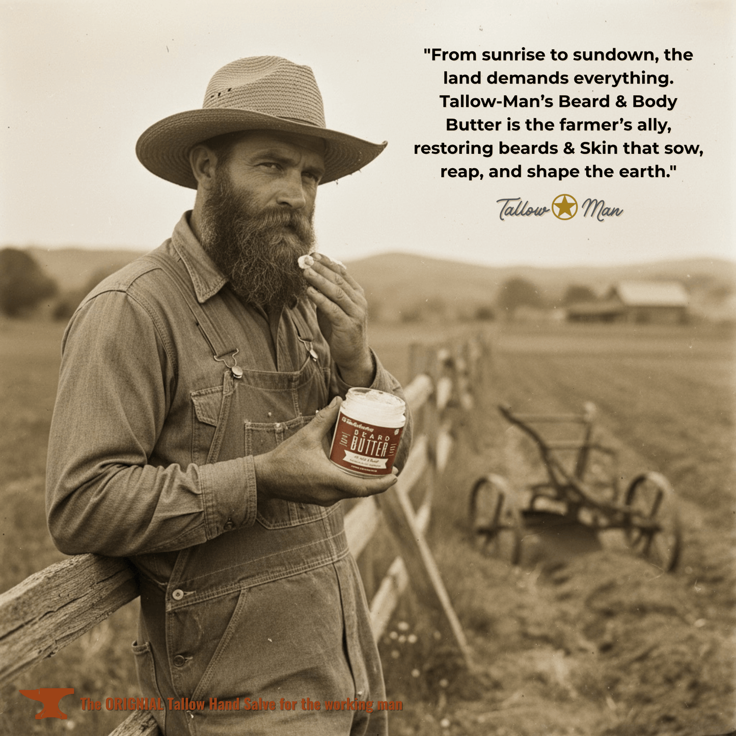 Old Time Barbershop Natural Tallow Beard & Body Butter for Men| All-Natural Beard Butter & Skin Care