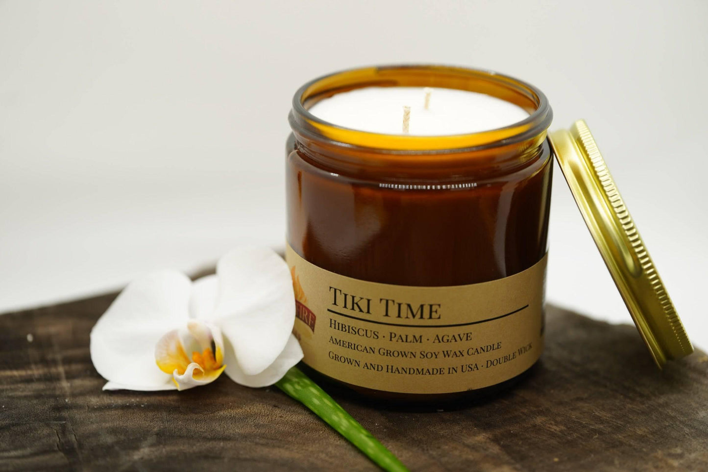 Tiki Time Soy Wax Candle | 16 oz Double Wick Amber Apothecary Jar
