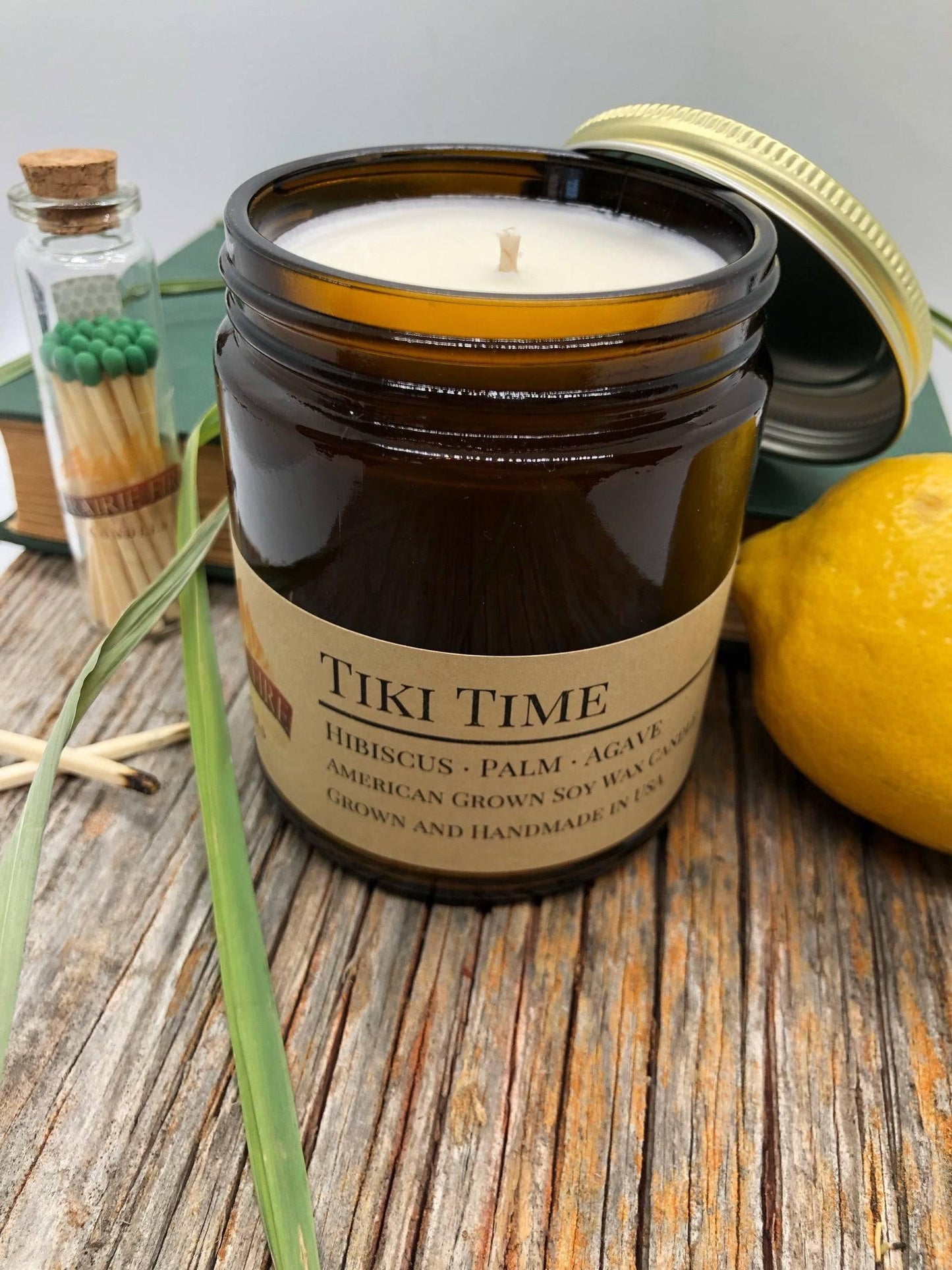 Tiki Time Soy Wax Candle | 9 oz Amber Apothecary Jar