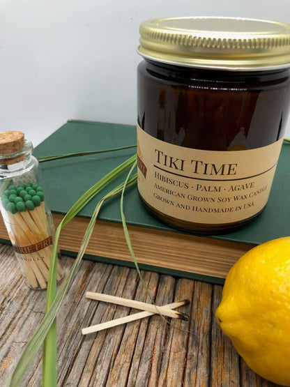 Tiki Time Soy Wax Candle | 9 oz Amber Apothecary Jar