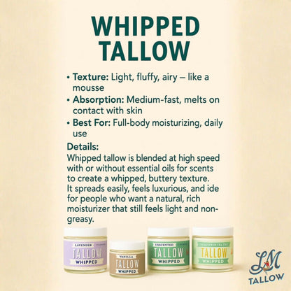 Whipped Tallow Trio - 9oz - Lavender, Vanilla, Eucalyptus Premium Quality All Natural Gift Box by The Lady May