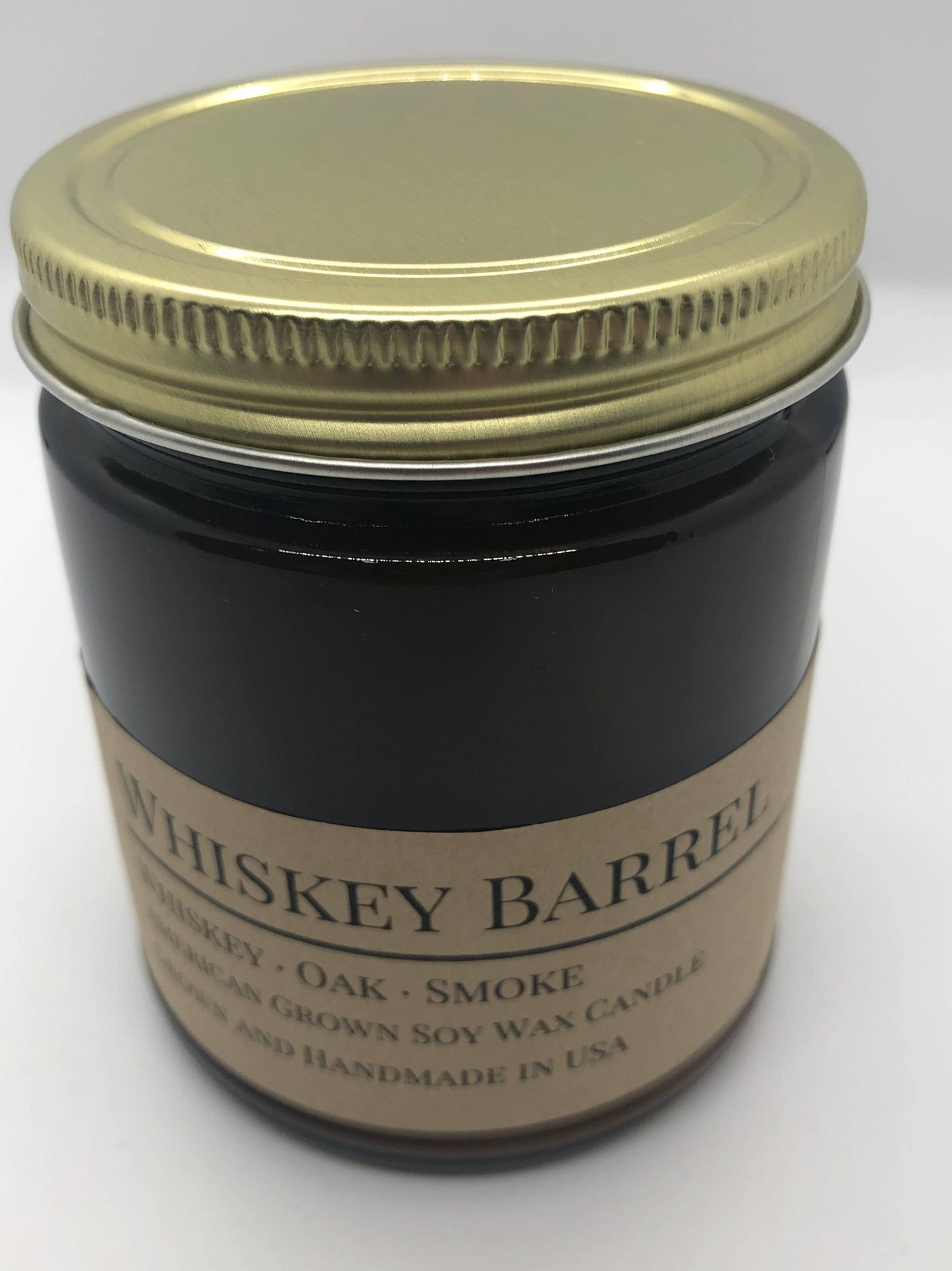Whiskey Barrel Soy Wax Candle | 9 oz Amber Apothecary Jar