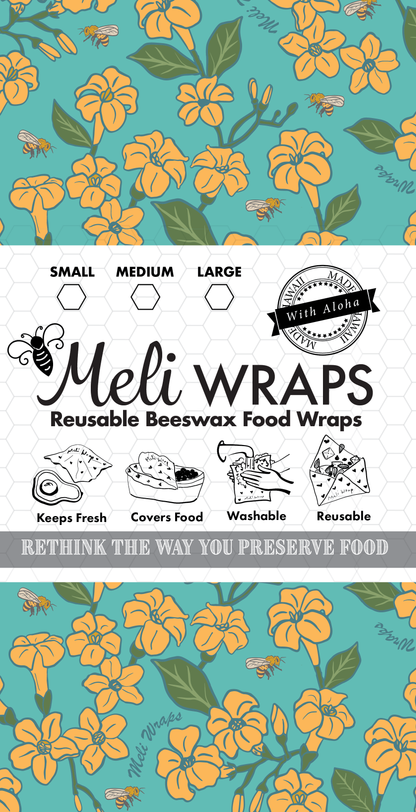 Beeswax Food Wrap - Puakenikeni Print - Homeland Harvest